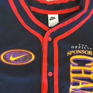Nike Americana TOP Shirt Black and Red Flames‎ DV9642-010 Men’s Size XL